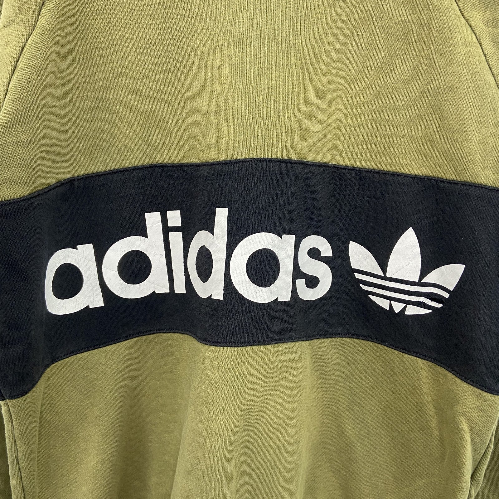 adidas　アディダス　スウェット/トレーナー　バイカラー　カーキ　黒　Sサイズ