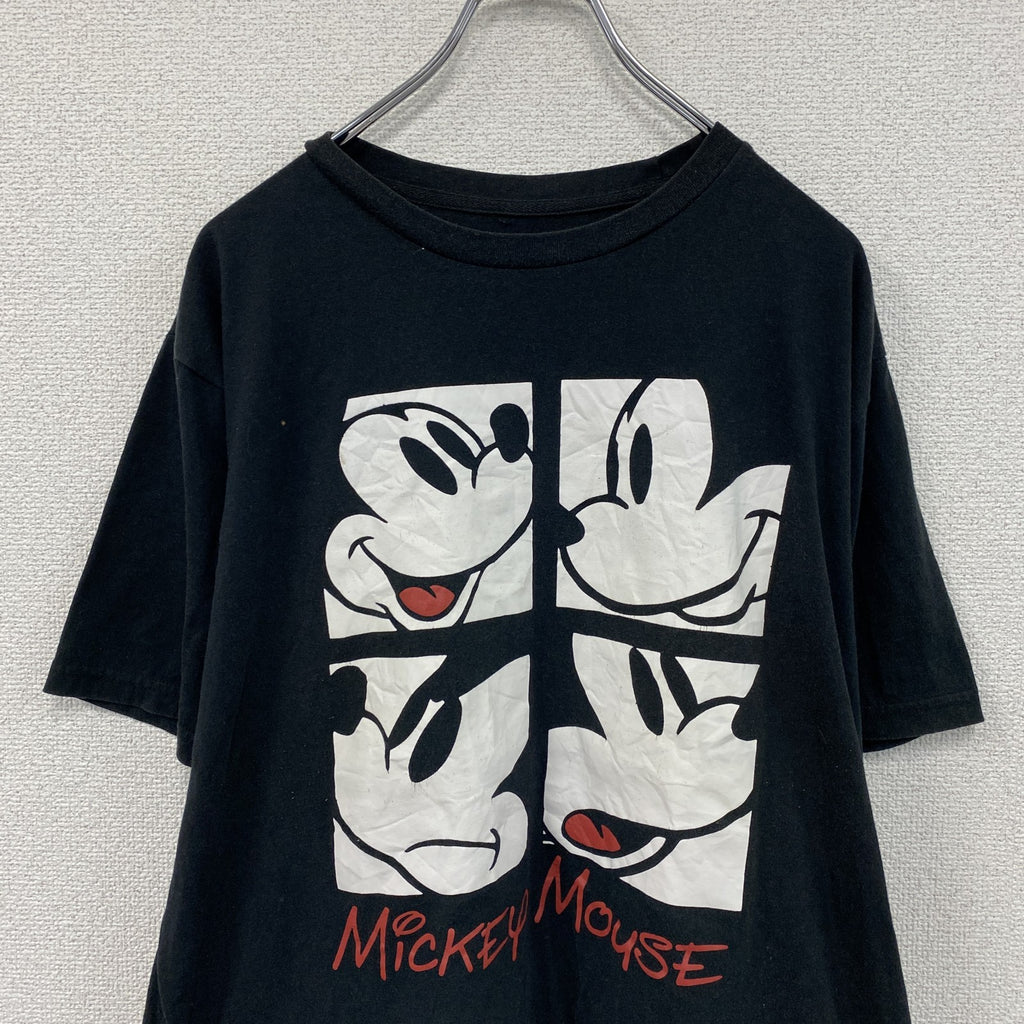 Disney　ディズニー　半袖プリントTシャツ　ミッキー　キャラクターデザイン　黒　ブラック　XLサイズ