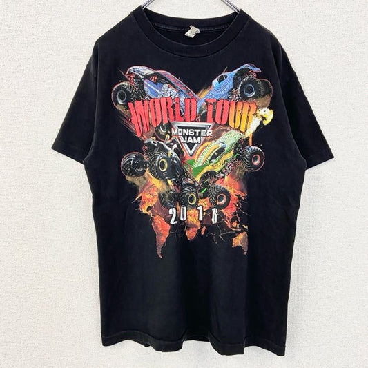 古着 used　メキシコ製　ALSTYLE　半袖両面プリントTシャツ　モンスタージャム　モーターカー　黒　ブラック　Mサイズ
