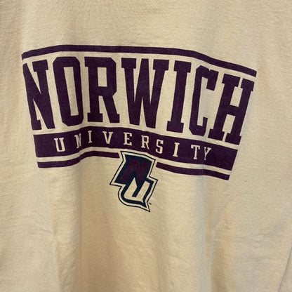 古着 used　champion チャンピオン　長袖カレッジプリントTシャツ　ロンT　黄　NORWICH　クルーネック　Mサイズ
