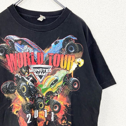 古着 used　メキシコ製　ALSTYLE　半袖両面プリントTシャツ　モンスタージャム　モーターカー　黒　ブラック　Mサイズ