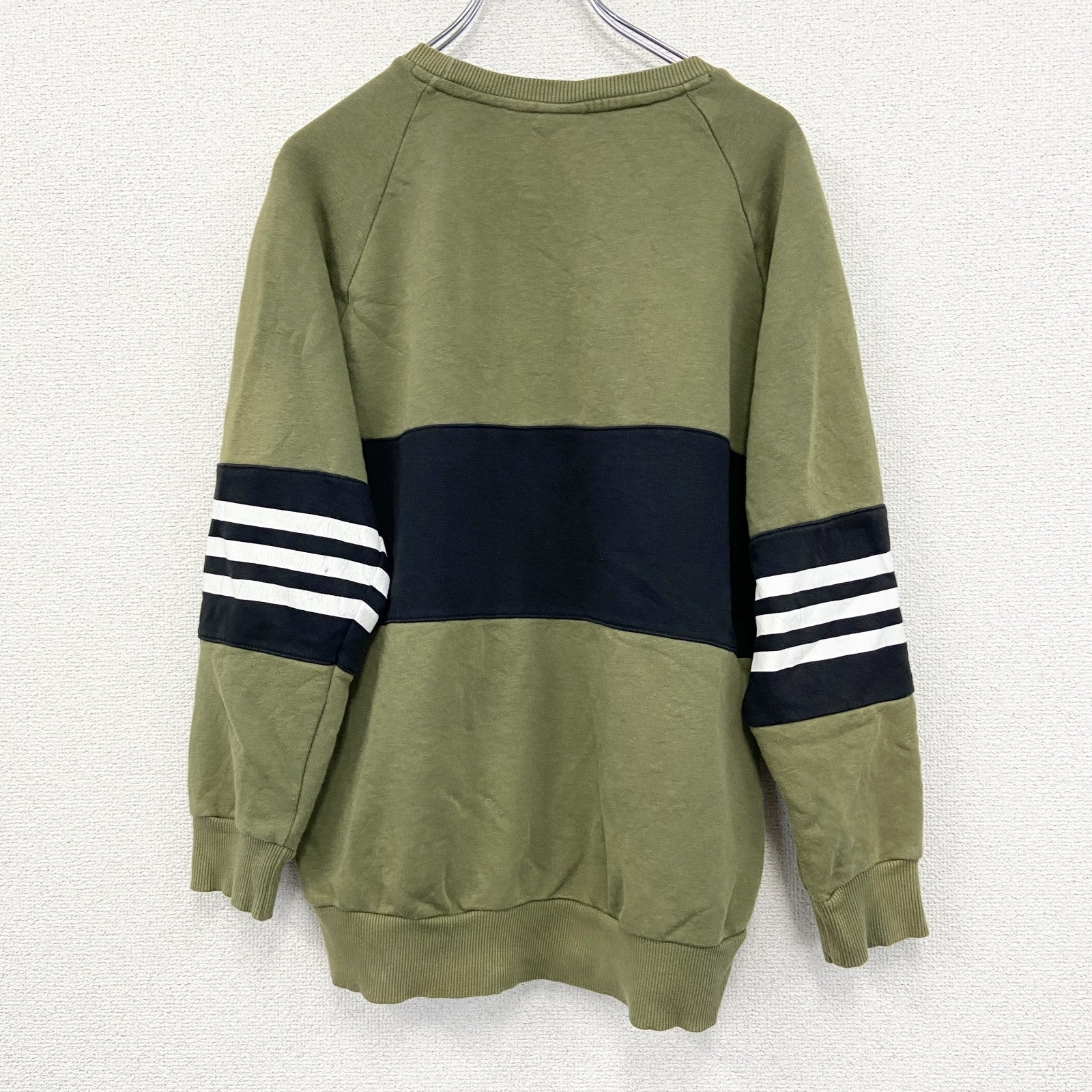 adidas　アディダス　スウェット/トレーナー　バイカラー　カーキ　黒　Sサイズ