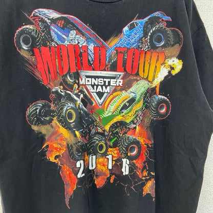 古着 used　メキシコ製　ALSTYLE　半袖両面プリントTシャツ　モンスタージャム　モーターカー　黒　ブラック　Mサイズ