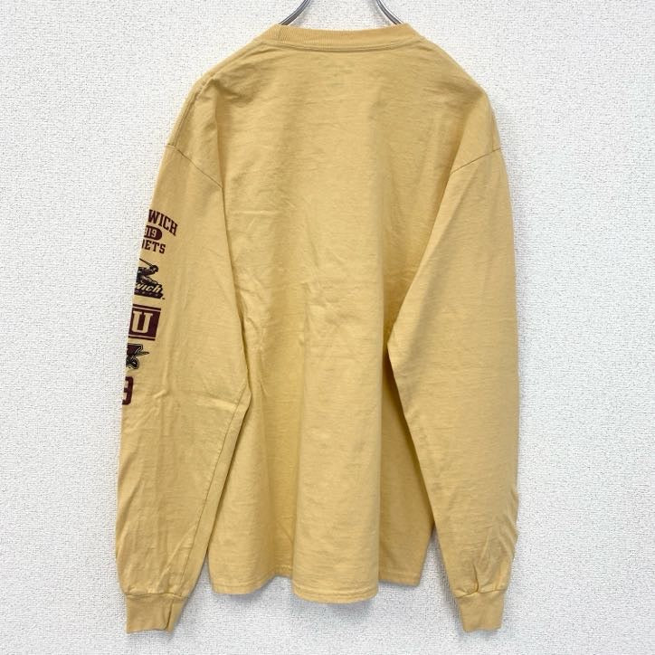 古着 used　champion チャンピオン　長袖カレッジプリントTシャツ　ロンT　黄　NORWICH　クルーネック　Mサイズ