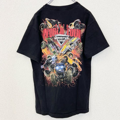 古着 used　メキシコ製　ALSTYLE　半袖両面プリントTシャツ　モンスタージャム　モーターカー　黒　ブラック　Mサイズ