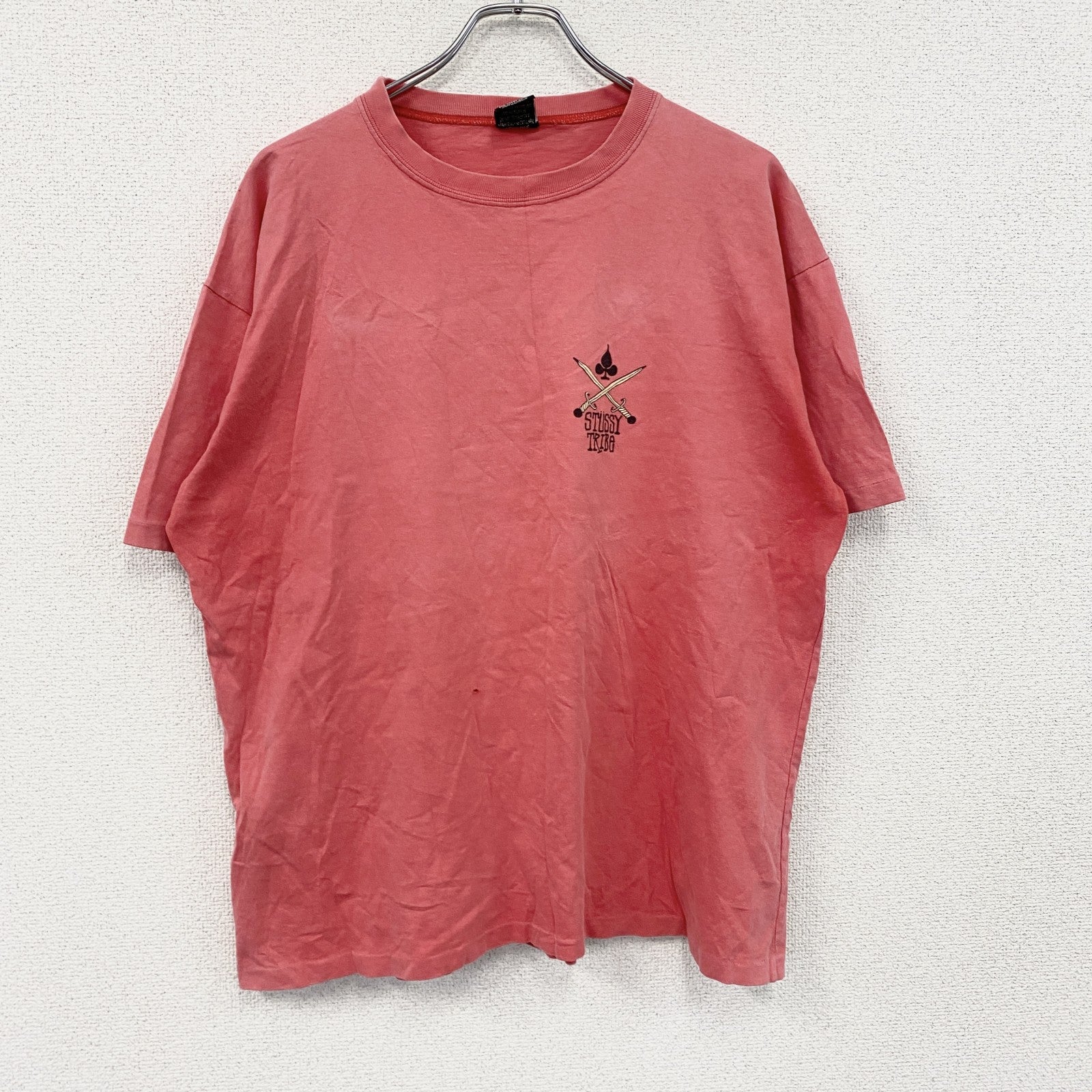 ～90s　OLD STUSSY FRESH GEAR　オールドステューシー　半袖プリントTシャツ　フェード　ピンク　Lサイズ