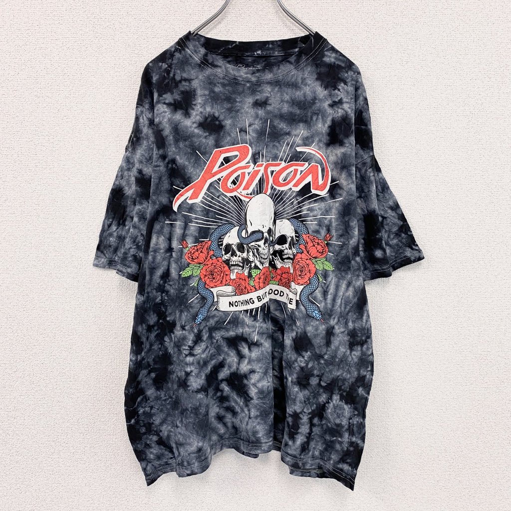 POISON　ポイズン　半袖プリントTシャツ　バンT　タイダイ柄　黒　ブラック　XLサイズ