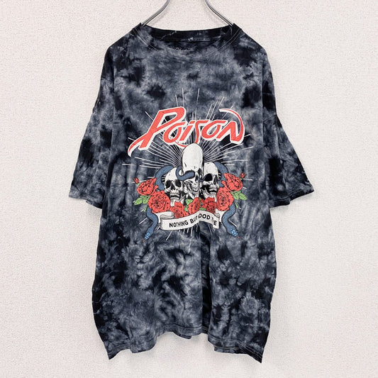 POISON　ポイズン　半袖プリントTシャツ　バンT　タイダイ柄　黒　ブラック　XLサイズ