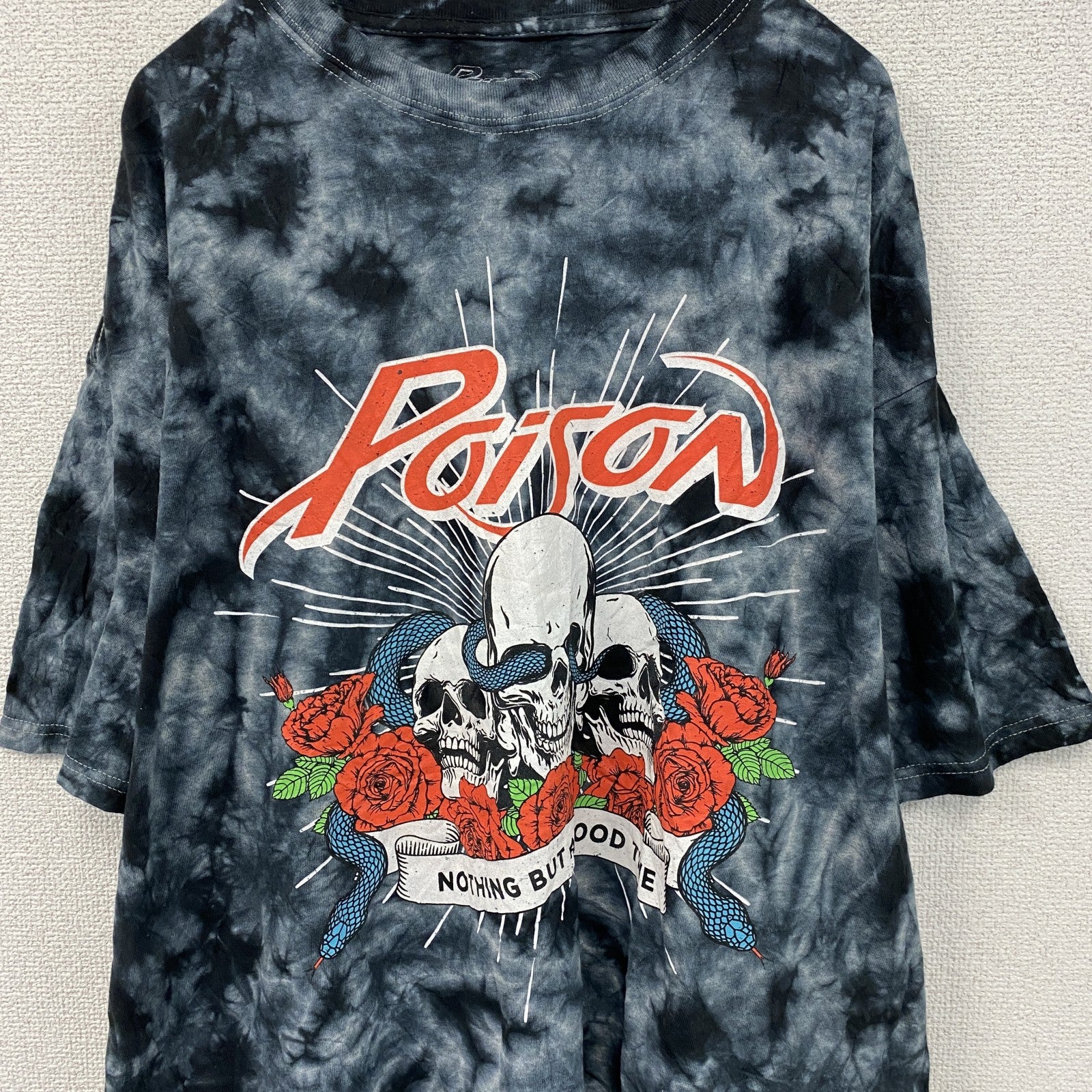 POISON　ポイズン　半袖プリントTシャツ　バンT　タイダイ柄　黒　ブラック　XLサイズ