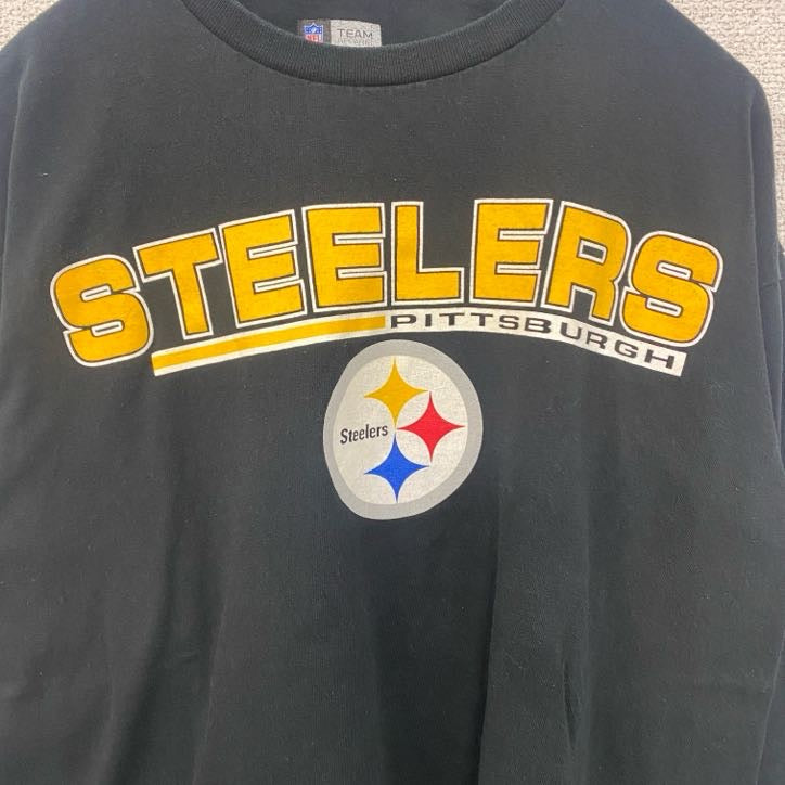 古着 used　NFL TEAM APPAREL　長袖プリントTシャツ　ロンT　黒　STEELERS　フットボール　Lサイズ