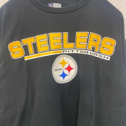 古着 used　NFL TEAM APPAREL　長袖プリントTシャツ　ロンT　黒　STEELERS　フットボール　Lサイズ