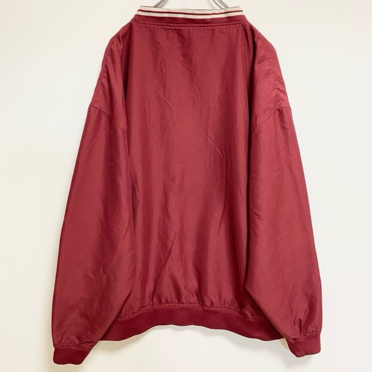 古着 used　PROPLAYER　長袖カレッジナイロンプルオーバー　ワンポイント刺繍　赤　秋冬服　ビッグシルエット　XLサイズ