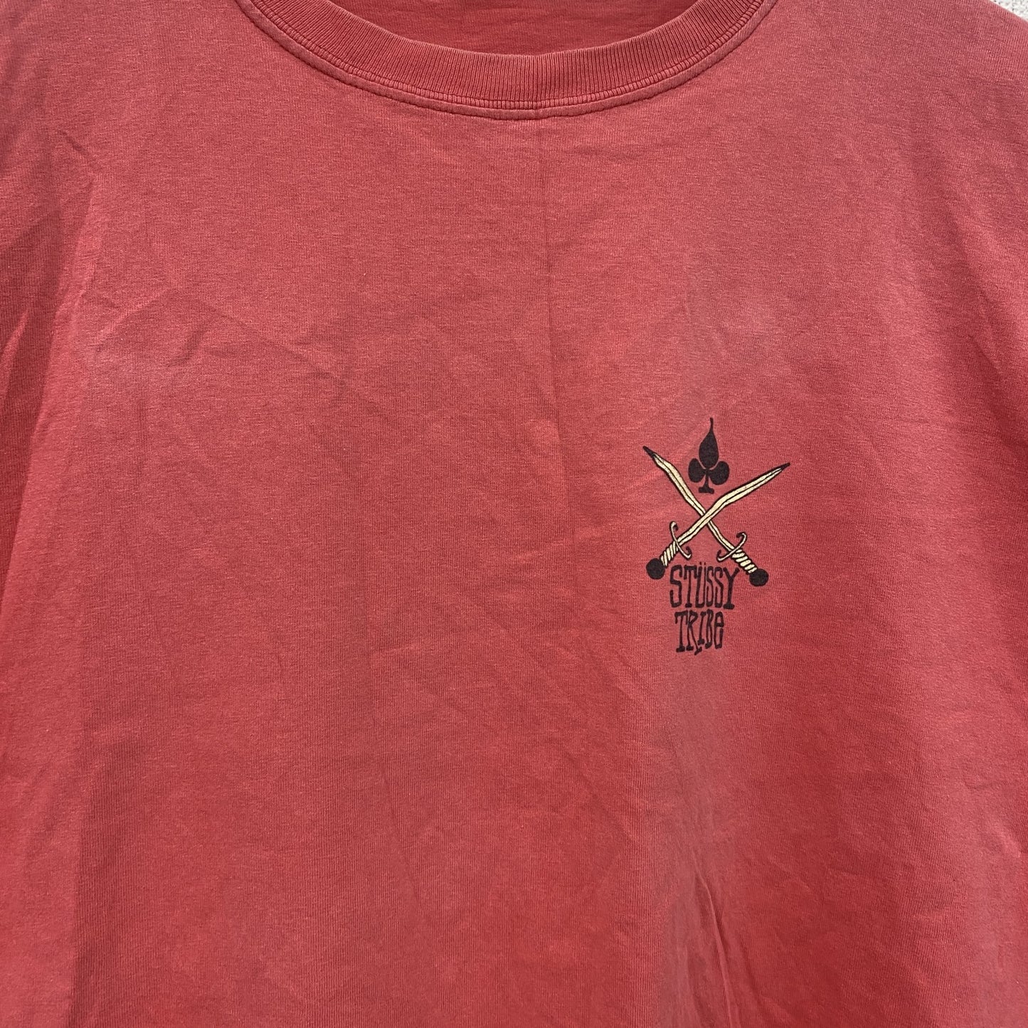 ～90s　OLD STUSSY FRESH GEAR　オールドステューシー　半袖プリントTシャツ　フェード　ピンク　Lサイズ