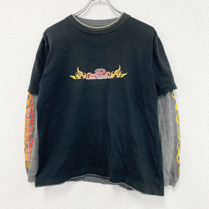 90s～　PIKO　ピコ　長袖Tシャツ/ロンT　レイヤードデザイン　ヴィンテージ　黒　ブラック　Mサイズ