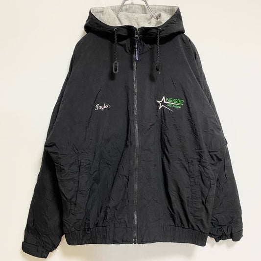 古着 used　PORT AUTHORITY　長袖刺繍ナイロンジャケット　ブルゾン　PARKROSE　野球　黒　Mサイズ