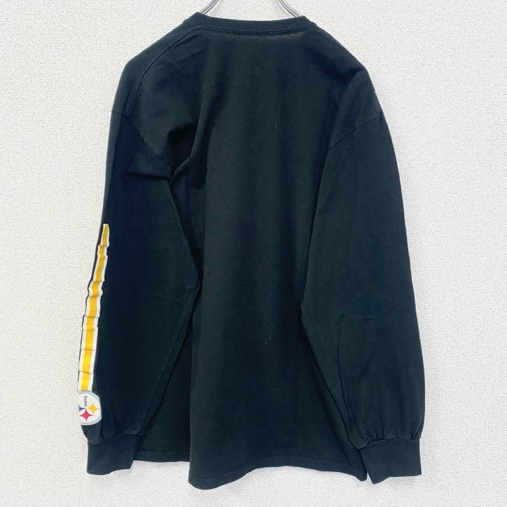 古着 used　NFL TEAM APPAREL　長袖プリントTシャツ　ロンT　黒　STEELERS　フットボール　Lサイズ