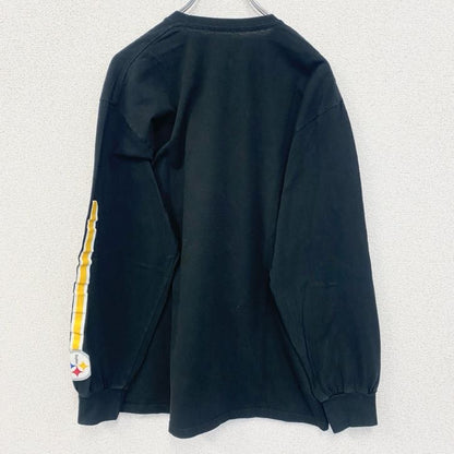 古着 used　NFL TEAM APPAREL　長袖プリントTシャツ　ロンT　黒　STEELERS　フットボール　Lサイズ