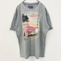 古着 used　Angelo Litrico　半袖カープリントTシャツ　Vintage Wheels　グレー　レトロ　3XLサイズ