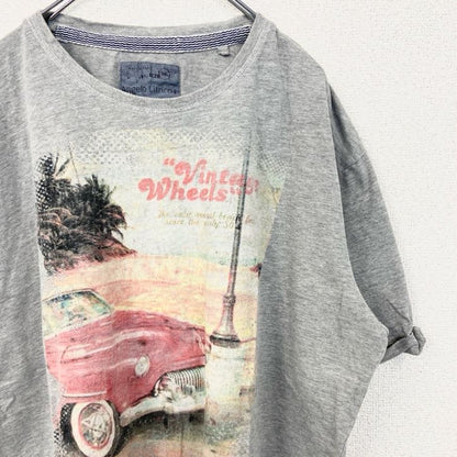 古着 used　Angelo Litrico　半袖カープリントTシャツ　Vintage Wheels　グレー　レトロ　3XLサイズ