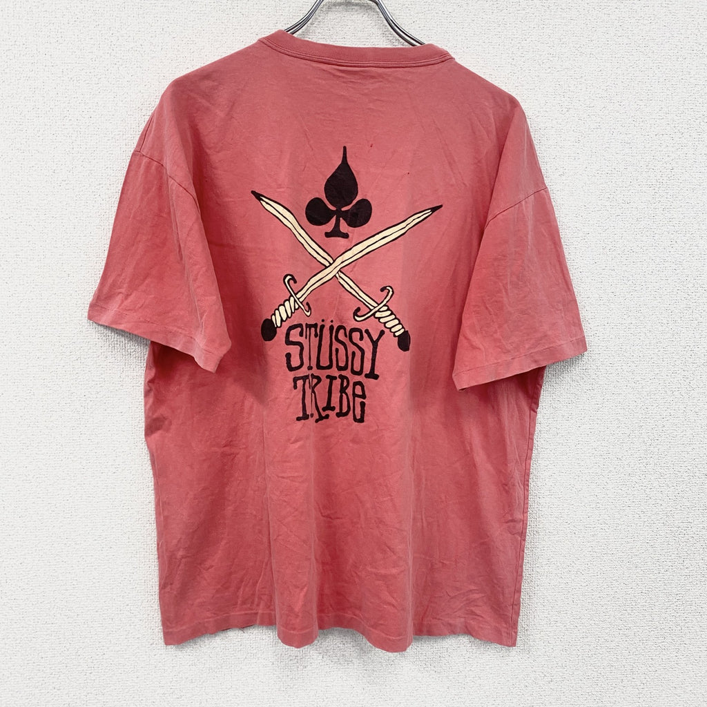 ～90s　OLD STUSSY FRESH GEAR　オールドステューシー　半袖プリントTシャツ　フェード　ピンク　Lサイズ
