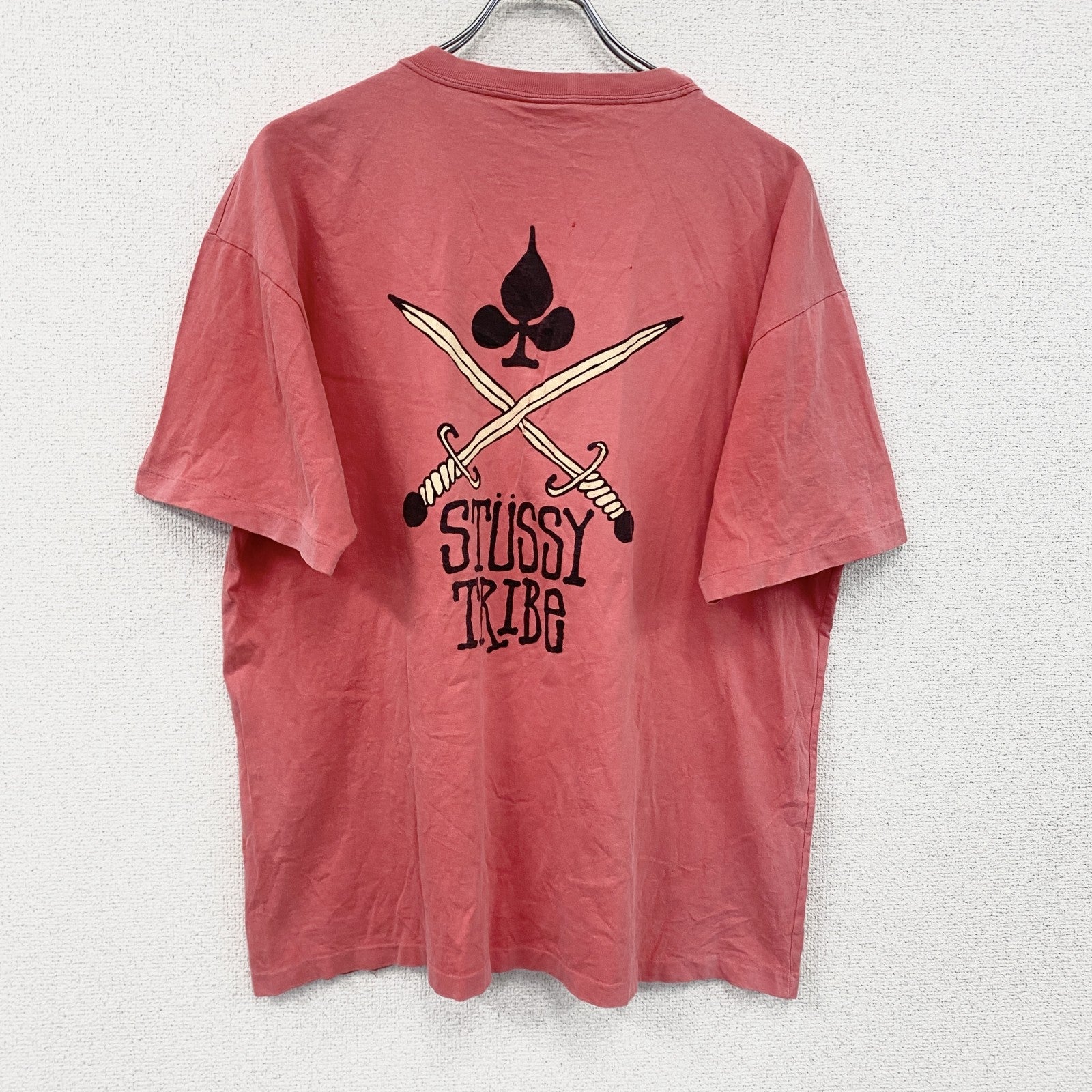 ～90s　OLD STUSSY FRESH GEAR　オールドステューシー　半袖プリントTシャツ　フェード　ピンク　Lサイズ