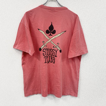 ～90s　OLD STUSSY FRESH GEAR　オールドステューシー　半袖プリントTシャツ　フェード　ピンク　Lサイズ