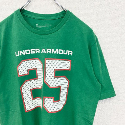 古着 used　UNDER ARMOUR アンダーアーマー　半袖プリントTシャツ　背番号　25　クルーネック　レトロ　緑　Sサイズ