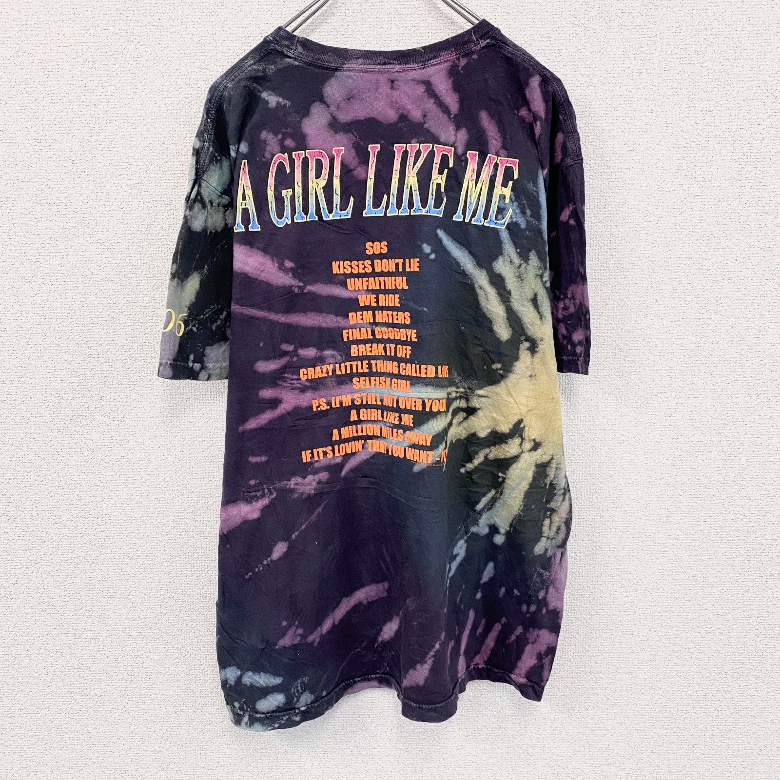 RIH-ISSUE　半袖プリントTシャツ　Rihanna　リアーナ　タイダイ柄　ブラック　Lサイズ