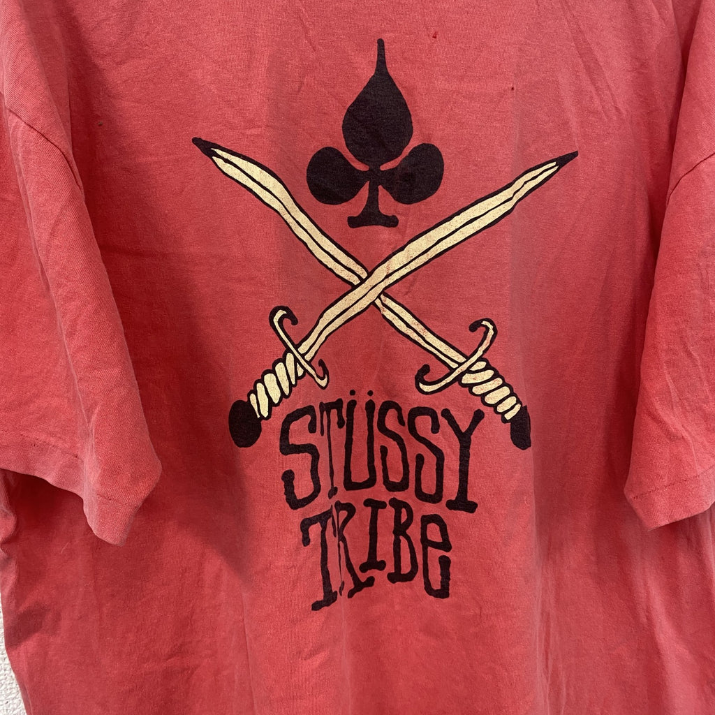 ～90s　OLD STUSSY FRESH GEAR　オールドステューシー　半袖プリントTシャツ　フェード　ピンク　Lサイズ