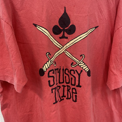 ～90s　OLD STUSSY FRESH GEAR　オールドステューシー　半袖プリントTシャツ　フェード　ピンク　Lサイズ