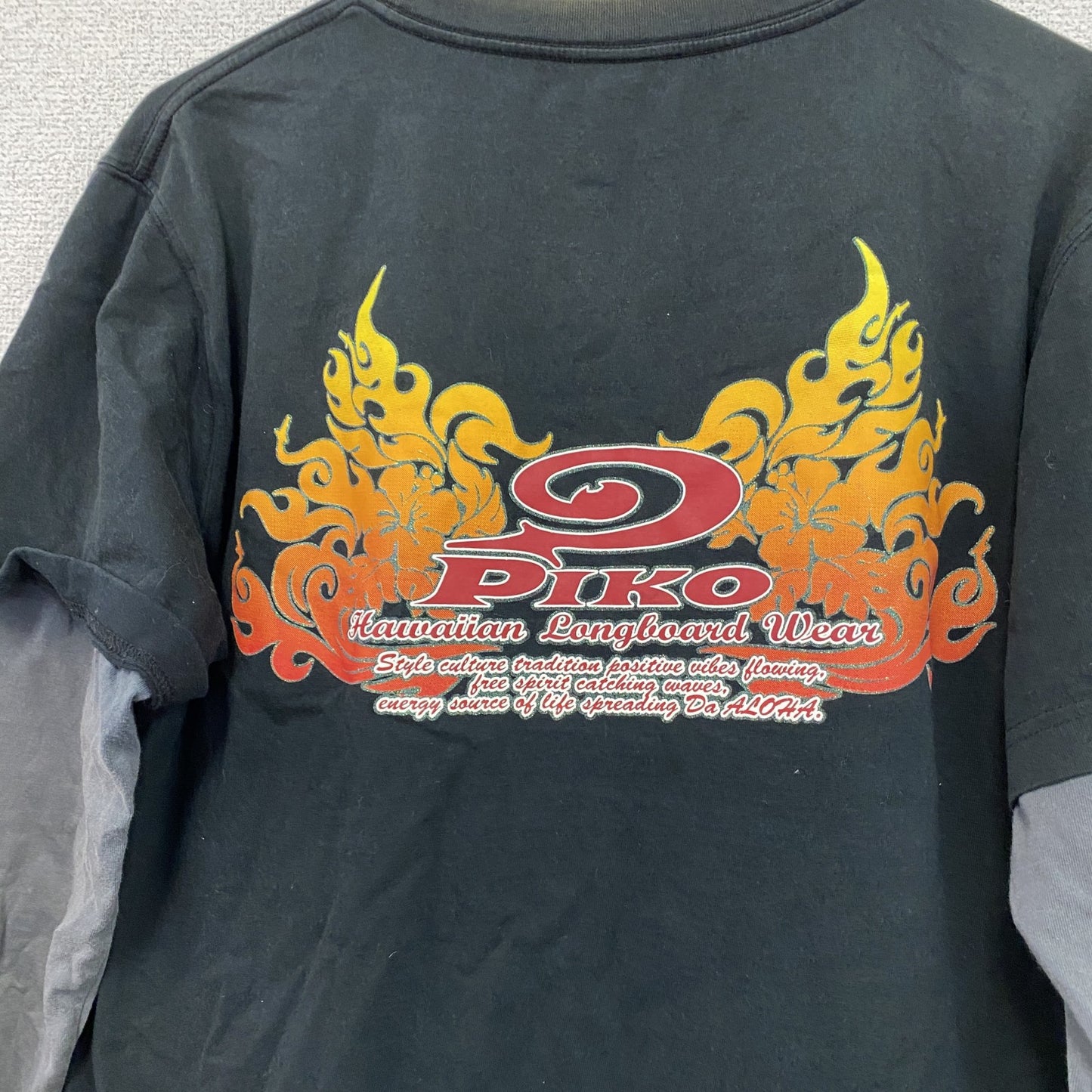 90s～　PIKO　ピコ　長袖Tシャツ/ロンT　レイヤードデザイン　ヴィンテージ　黒　ブラック　Mサイズ