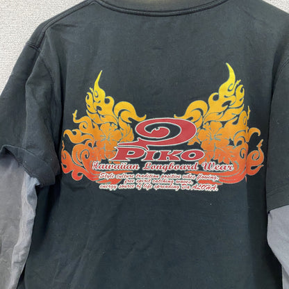 90s～　PIKO　ピコ　長袖Tシャツ/ロンT　レイヤードデザイン　ヴィンテージ　黒　ブラック　Mサイズ