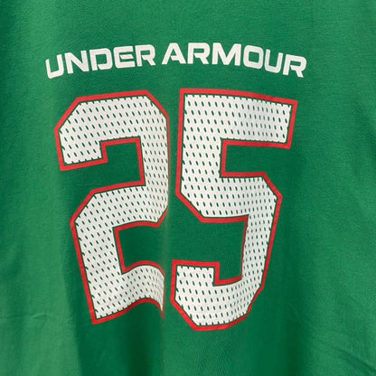 古着 used　UNDER ARMOUR アンダーアーマー　半袖プリントTシャツ　背番号　25　クルーネック　レトロ　緑　Sサイズ