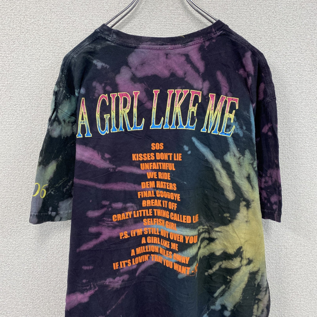 RIH-ISSUE　半袖プリントTシャツ　Rihanna　リアーナ　タイダイ柄　ブラック　Lサイズ