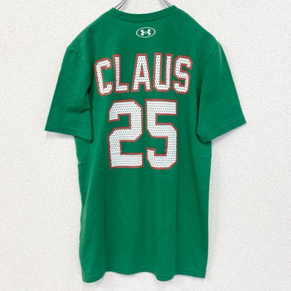 古着 used　UNDER ARMOUR アンダーアーマー　半袖プリントTシャツ　背番号　25　クルーネック　レトロ　緑　Sサイズ