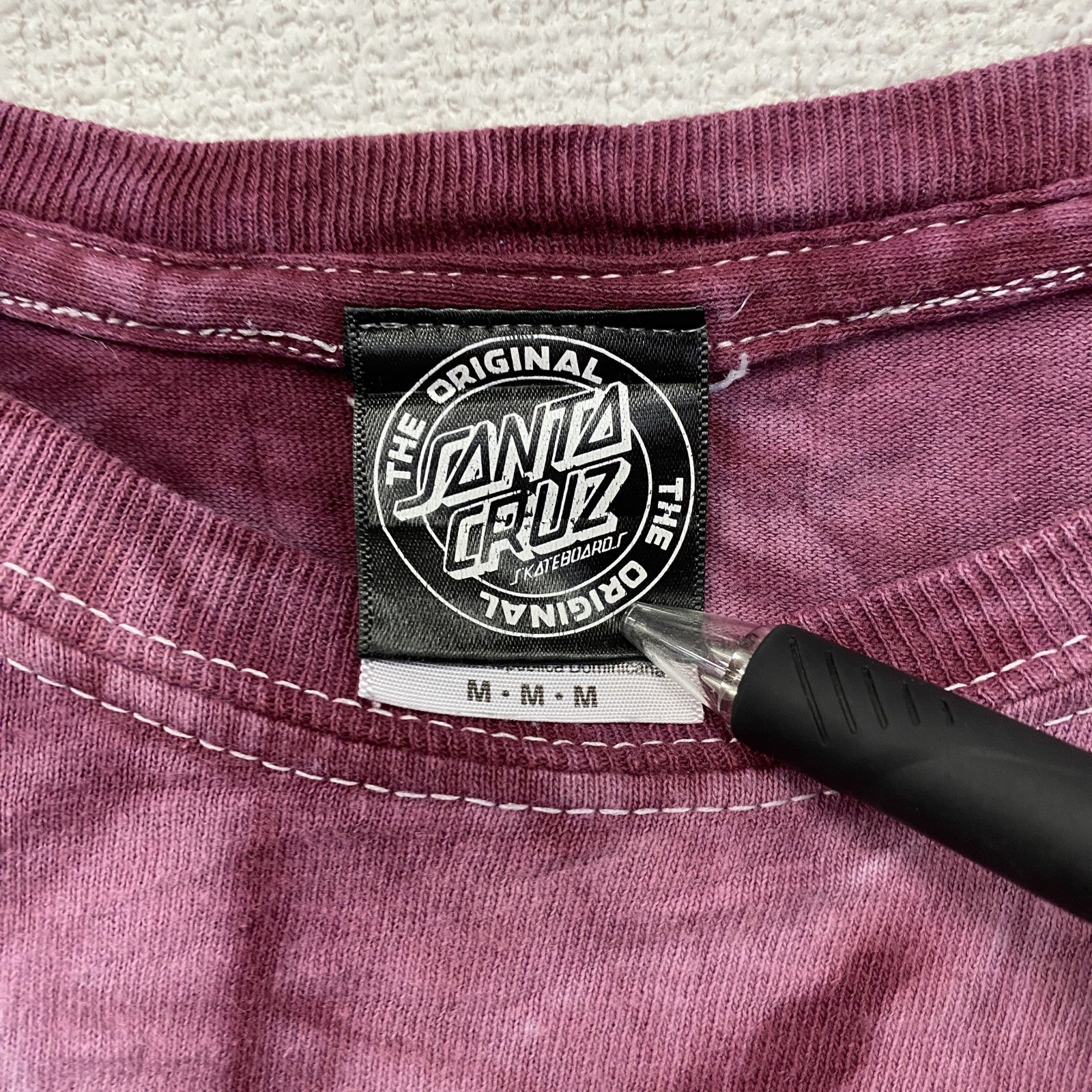 SANTA CRUZ　サンタクルズ　半袖プリントTシャツ　バックプリント　タイダイ柄　ボルドー　Mサイズ