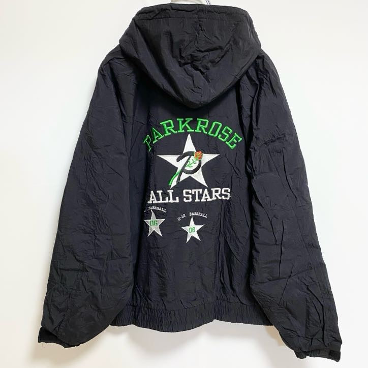 古着 used　PORT AUTHORITY　長袖刺繍ナイロンジャケット　ブルゾン　PARKROSE　野球　黒　Mサイズ