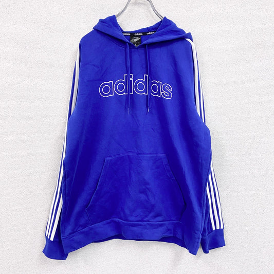 adidas　アディダス　スウェットパーカー/フーディー　デカロゴ　青　ブルー　Lサイズ