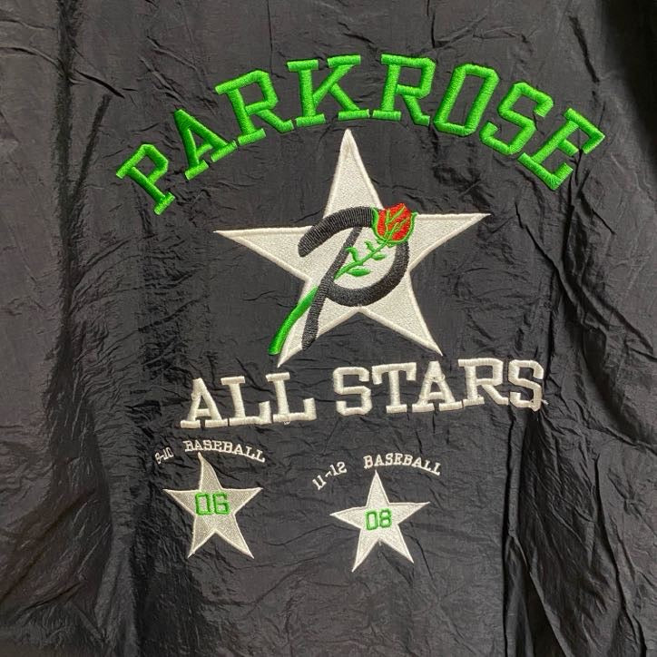 古着 used　PORT AUTHORITY　長袖刺繍ナイロンジャケット　ブルゾン　PARKROSE　野球　黒　Mサイズ