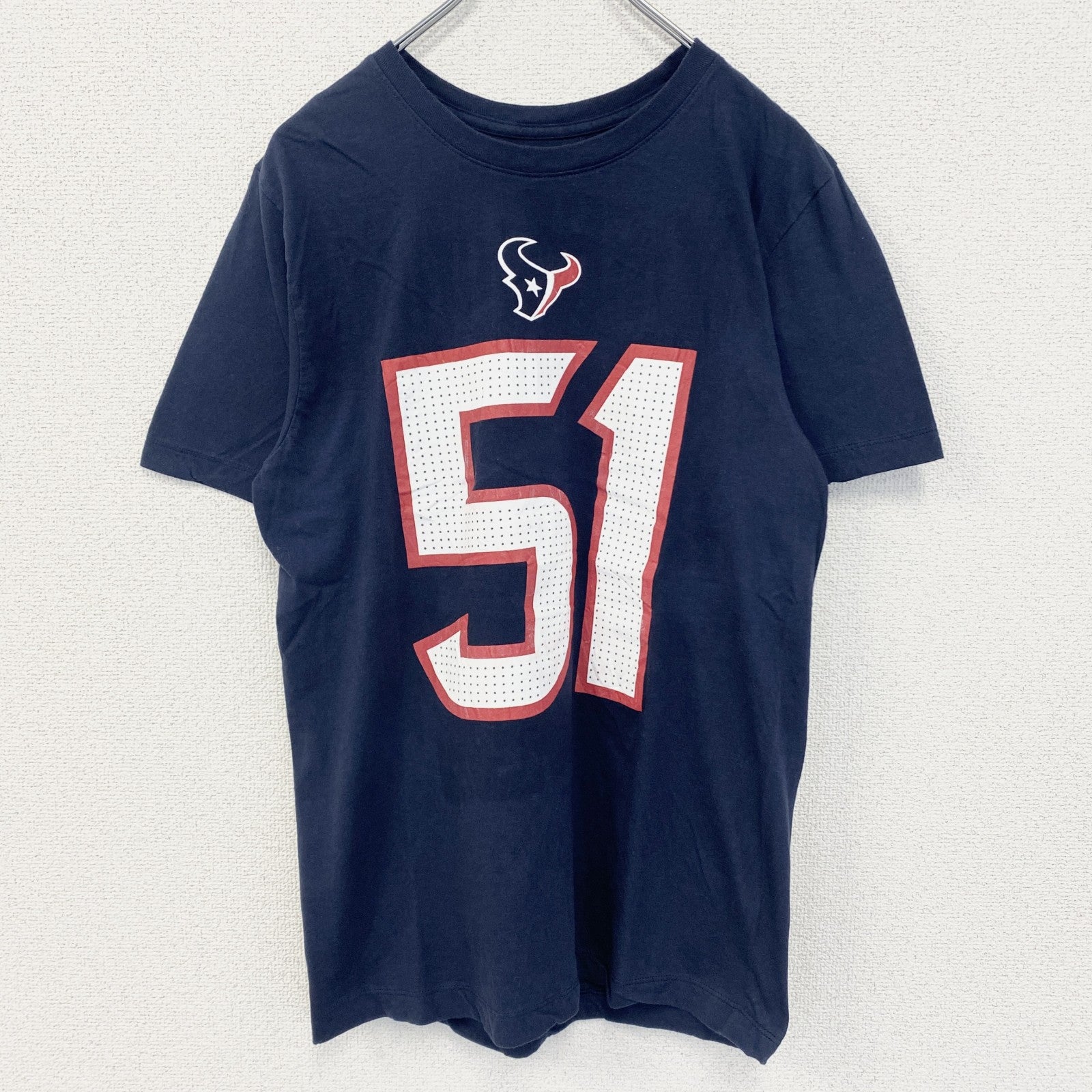 古着 used　NIKE ナイキ　半袖プリントTシャツ　スウッシュマーク　ネイビー　NFL　ヒューストン テキサンズ　Sサイズ