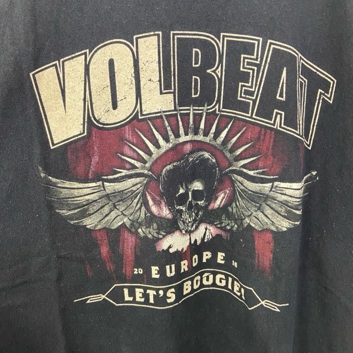 古着 used　半袖両面プリントTシャツ　VOLBEAT　ヴォルビート　バンドT　ツアーT　スカル　黒　ブラック　