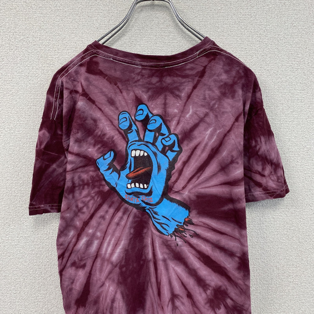 SANTA CRUZ　サンタクルズ　半袖プリントTシャツ　バックプリント　タイダイ柄　ボルドー　Mサイズ