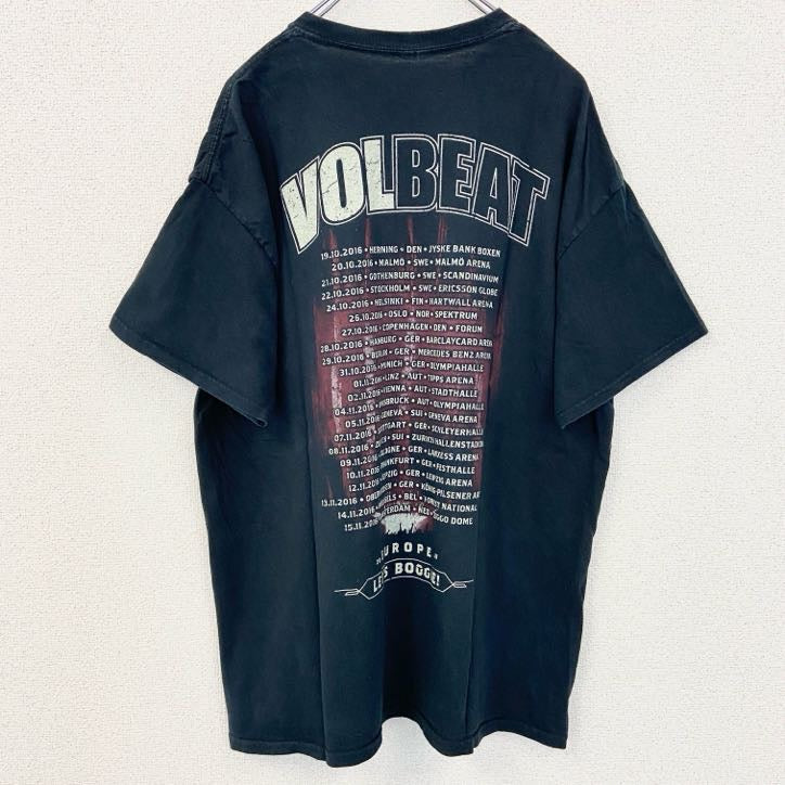 古着 used　半袖両面プリントTシャツ　VOLBEAT　ヴォルビート　バンドT　ツアーT　スカル　黒　ブラック　