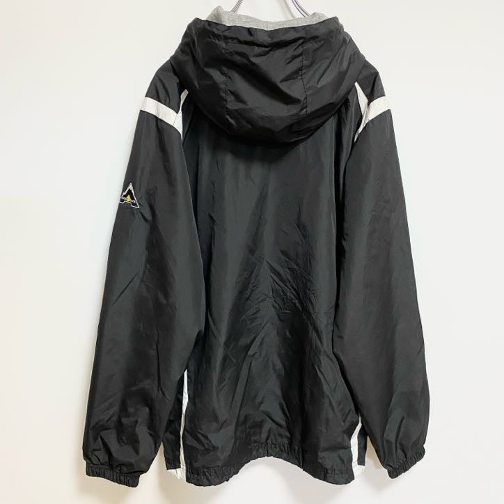 古着 used　Holloway　長袖ジップアップナイロンジャケット　フード付き　DANIELHAND TIGERS　黒　Mサイズ