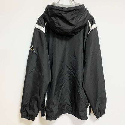 古着 used　Holloway　長袖ジップアップナイロンジャケット　フード付き　DANIELHAND TIGERS　黒　Mサイズ