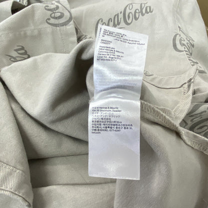 H&M　Coca Cola　コカ・コーラ　長袖ワークシャツ　ダブルポケット　総柄　ベージュ　Mサイズ