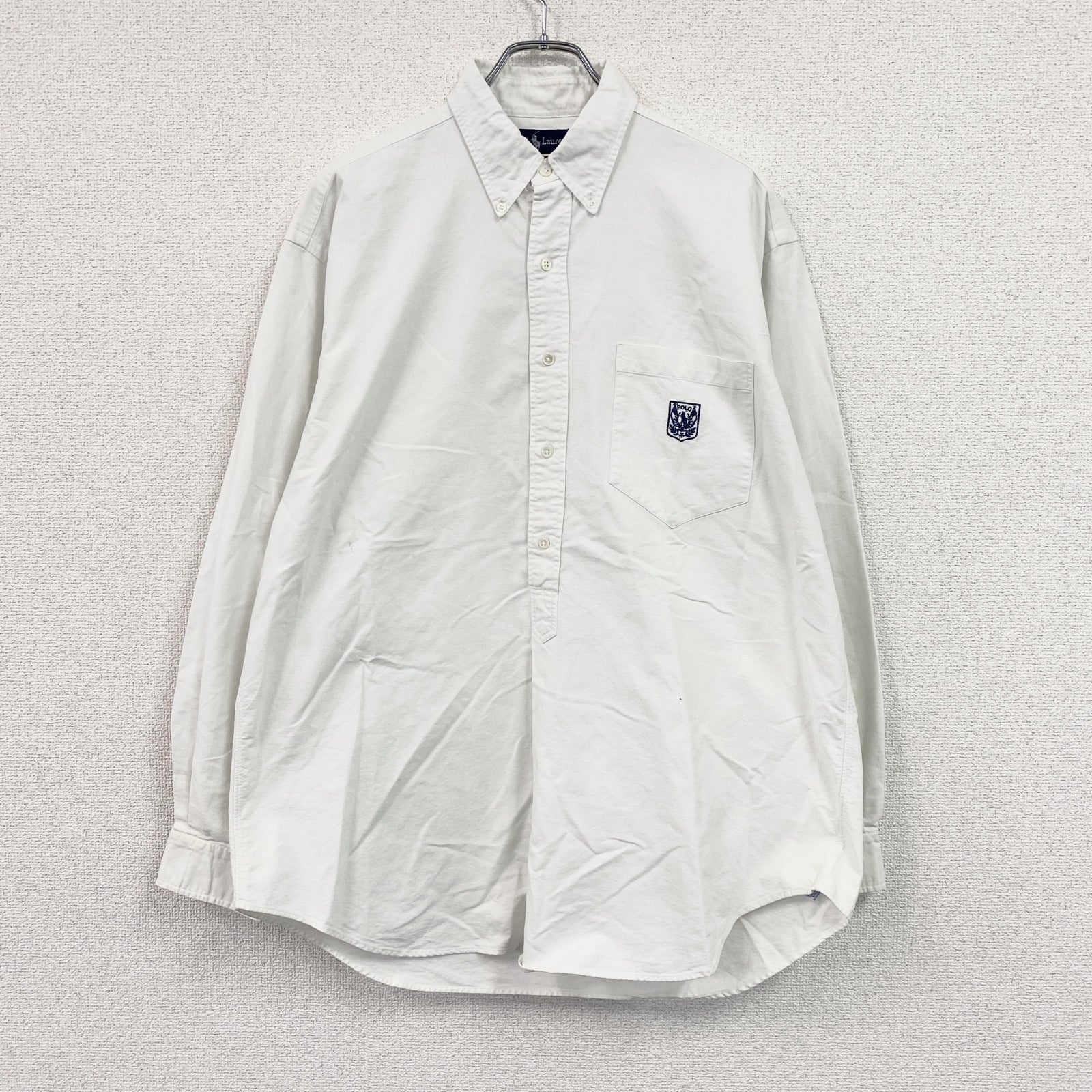 Ralph Lauren　ラルフローレン　長袖ボタンダウンプルオーバーシャツ　白　ホワイト　Lサイズ