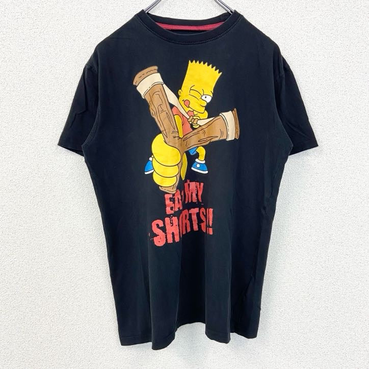 古着 used　SIMPSONS　シンプソンズ　半袖キャラクタープリントTシャツ　クルーネック　黒　ブラック　カジュアルデザイン