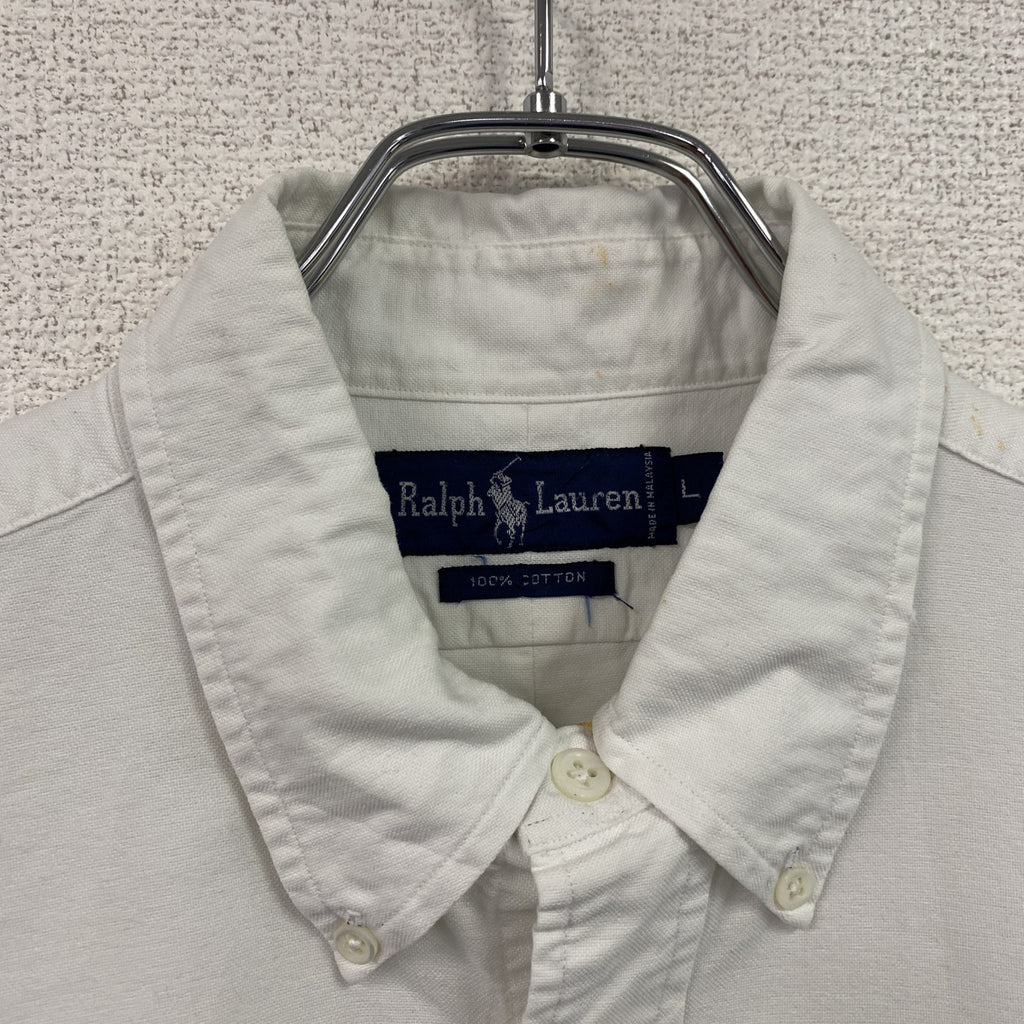 Ralph Lauren　ラルフローレン　長袖ボタンダウンプルオーバーシャツ　白　ホワイト　Lサイズ