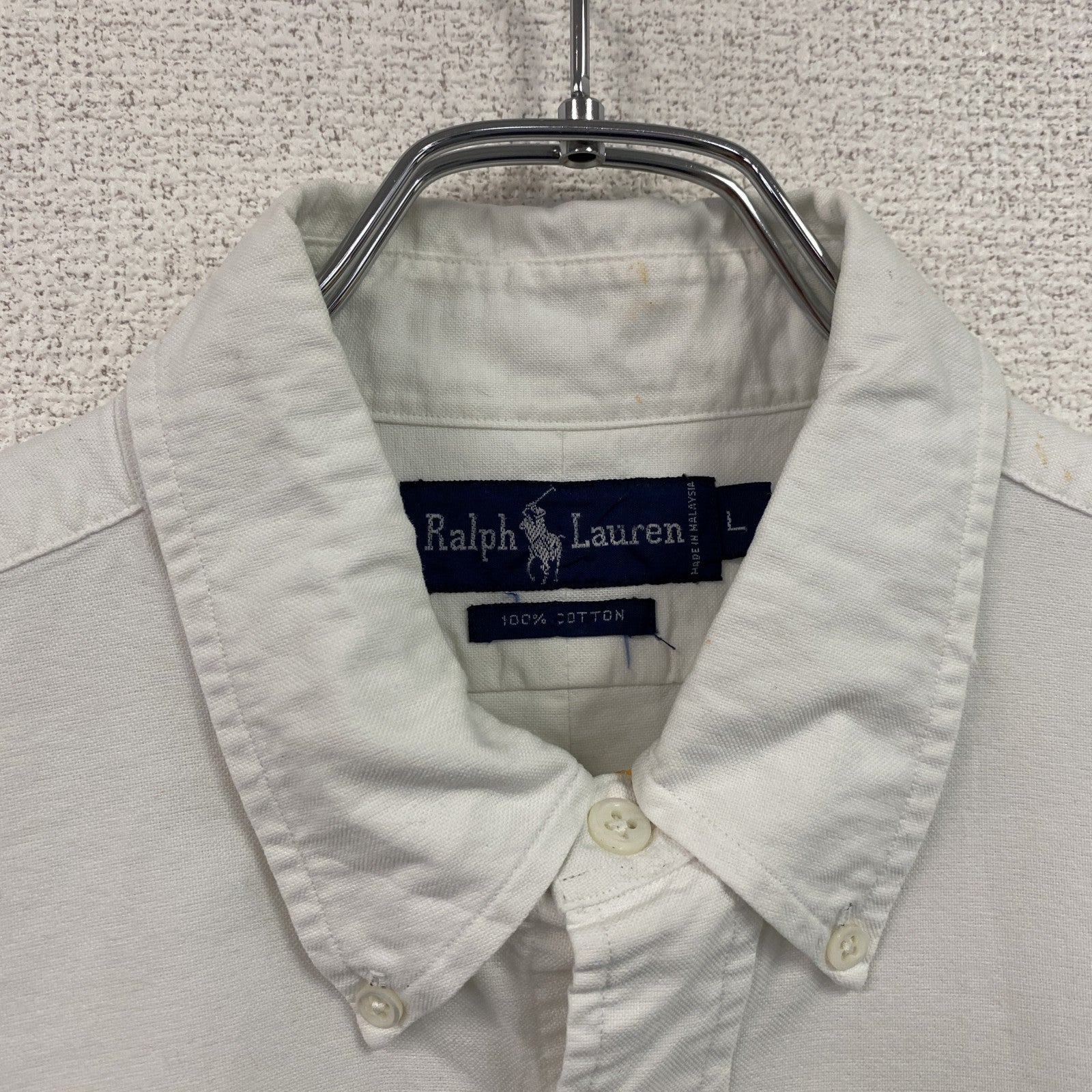 Ralph Lauren　ラルフローレン　長袖ボタンダウンプルオーバーシャツ　白　ホワイト　Lサイズ